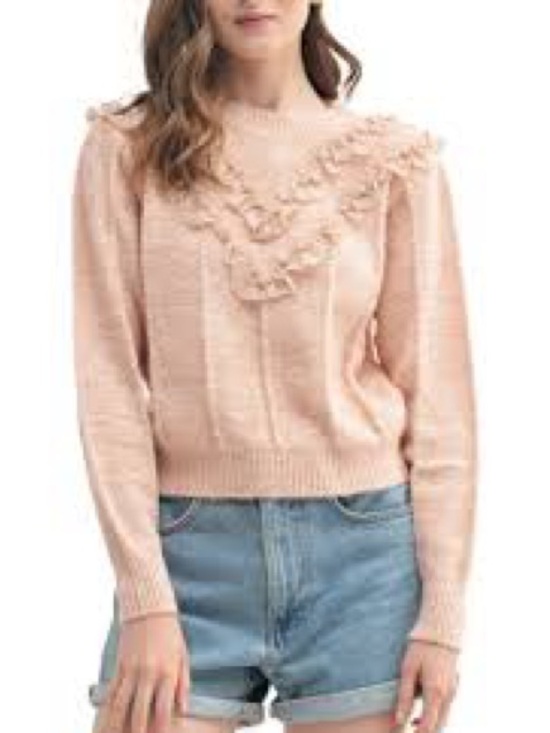 Lush Sweaters - Lush Long Sleeve Lace Ruffle Sweater Size Large